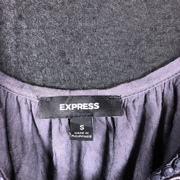Express Womens Blouse Purple Jeweled Sleeveless Flowy Tank Small - Picture 6 of 12